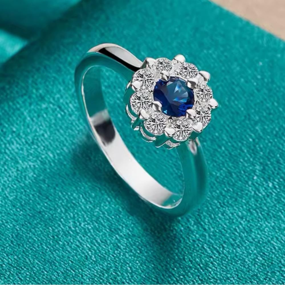Sterling Silver and Sapphire Ring (Zeta Phi Beta colors)